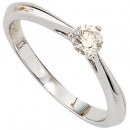 Damen Ring 585 Gold Weißgold 1 Diamant Brillant 0,25ct. Diamantring Weißgoldring - 54mm
