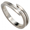 Damen Ring 950 Platin matt 1 Diamant Brillant 0,09ct. Platinring - 58mm