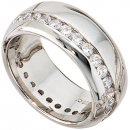 Damen Ring breit 925 Sterling Silber rhodiniert mit Zirkonia rundum Silberring - 52mm