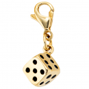 Einhänger Charm Würfel 333 Gold Gelbgold mit schwarzer Lackeinlage Goldcharm