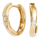 Creolen 585 Gold Gelbgold 2 Diamanten Brillanten 0,08ct. Ohrringe Goldcreolen