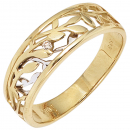 Damen Ring 585 Gold Gelbgold Weißgold bicolor 1 Diamant Brillant 0,02ct. - 50mm