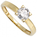 Damen Ring 333 Gold Gelbgold 1 Zirkonia Goldring - 56mm