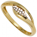 Damen Ring 333 Gold Gelbgold bicolor mit Zirkonia Goldring - 50mm