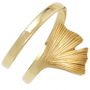 Damen Ring Ginko Ginkgo offen breit 375 Gold Gelbgold teil matt Goldring - 52mm