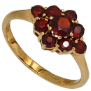 Damen Ring 375 Gold Gelbgold 9 Granate rot Goldring Granatring - 56mm