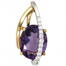 Anhänger 585 Gold Gelbgold Weißgold 11 Diamanten Brillanten 1 Amethyst violett