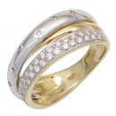 Damen Ring 585 Gold Gelbgold Weißgold bicolor 41 Diamanten Brillanten Goldring - 56mm