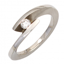 Damen Ring 950 Platin matt 1 Diamant Brillant 0,15ct. Platinring - 58mm