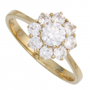 Damen Ring 375 Gold Gelbgold 9 Zirkonia Goldring - 58mm