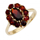 Damen Ring 375 Gold Gelbgold 11 Granate rot Goldring Granatring - 54mm