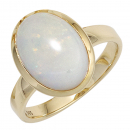 Damen Ring 585 Gold Gelbgold 1 Opal-Cabochon Goldring Opalring - 56mm