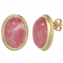 Ohrstecker oval 585 Gold Gelbgold 2 Rhodochrosite rosa Ohrringe