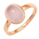 Damen Ring 585 Gold Rotgold 1 Rosenquarz Cabochon rosa Rotgoldring - 58mm