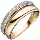 Damen Ring 585 Gold Gelbgold Weißgold bicolor 101 Diamanten Brillanten Goldring - 58mm