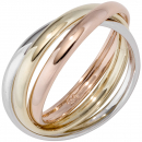 Damen Ring 3-reihig 585 Gelbgold Weißgold Rotgold tricolor dreifarbig Goldring - 58mm