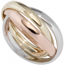 Damen Ring 3-reihig verschlungen 585 Gold tricolor dreifarbig Goldring - 58mm