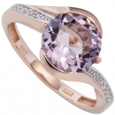 Damen Ring 585 Rotgold 16 Diamanten Brillanten 1 Amethyst lila violett - 58mm