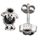 Kinder Ohrstecker schwarzes Schaf 925 Sterling Silber lackiert Kinderohrringe