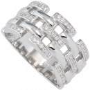 Damen Ring breit 925 Sterling Silber rhodiniert mit Zirkonia Silberring - 50mm