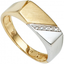 Herren Ring 585 Gold Gelbgold Weißgold bicolor 5 Diamanten Herrenring - 62mm