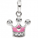 Kinder Anhänger Krone 925 Sterling Silber mit Zirkonia Kinderanhänger rosa