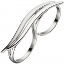 Damen Ring Zweifingerring 925 Sterling Silber matt mattiert Silberring 2 Finger - 54mm