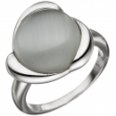 Damen Ring 925 Sterling Silber 1 Katzenauge Silberring - 50mm