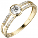 Damen Ring 333 Gold Gelbgold 21 Zirkonia Goldring - 58mm