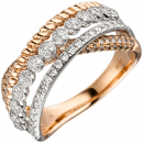 Damen Ring 585 Gold Rotgold 181 Diamanten Brillanten Rotgoldring Diamantring - 58mm