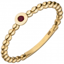 Damen Ring Kugel 333 Gold Gelbgold 1 Rubin rot Kugelring Rubinring - 50mm