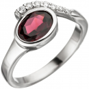 Damen Ring 925 Sterling Silber 1 Granat rot mit Zirkonia Silberring Granatring - 52mm