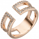 Damen Ring 2-reihig offen 925 Sterling Silber rotgold vergoldet 38 Zirkonia - 50mm