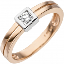 Damen Ring 375 Gold Rotgold bicolor 1 Zirkonia Goldring - 56mm