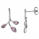 Ohrhänger 925 Sterling Silber 6 Zirkonia rosa Ohrringe Ohrstecker Silberohrringe