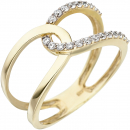 Damen Ring 2-reihig 375 Gold Gelbgold 22 Zirkonia Goldring - 50mm