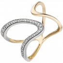 Damen Ring 2-reihig 585 Gold Gelbgold 36 Diamanten Brillanten Diamantring - 50mm