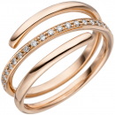 Damen Ring 585 Gold Rotgold 20 Diamanten Brillanten 0,14ct. Diamantring - 56mm