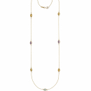 Halskette Kette lang 585 Gold Gelbgold Citrine Blautopase Amethyste 90 cm