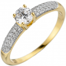 Damen Ring 925 Sterling Silber gold vergoldet mit Zirkonia - 54mm