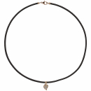 Collier Halskette Leder taupe mit 585 Gold Rotgold 17 Diamanten Brillanten 45 cm