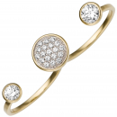 Damen Zweifinger Ring 333 Gold Gelbgold 21 Zirkonia Goldring Zweifingerring - 52mm