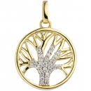 Anhänger Lebensbaum Baum 375 Gold Gelbgold bicolor 27 Zirkonia Goldanhänger