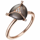Damen Ring 585 Gold Rotgold 1 Monstein grau 6 Diamanten Brillanten Mondsteinring - 58mm