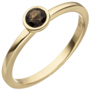 Damen Ring 585 Gold Gelbgold 1 Rauchquarz Goldring - 54mm