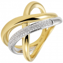 Damen Ring 585 Gold Gelbgold Weißgold bicolor 61 Diamanten Brillanten Goldring - 58mm