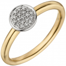 Damen Ring 585 Gold Gelbgold Weißgold bicolor 19 Diamanten Brillanten Goldring - 54mm