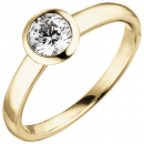 Damen Ring 585 Gold Gelbgold 1 Diamant Brillant 0,50 ct. Diamantring Solitär - 56mm