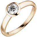 Damen Ring 585 Gold Rotgold 1 Diamant Brillant 0,50 ct. Diamantring Solitär - 60mm