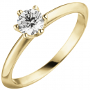 Damen Ring 585 Gold Gelbgold 1 Diamant Brillant 0,70 ct. Diamantring Solitär - 56mm